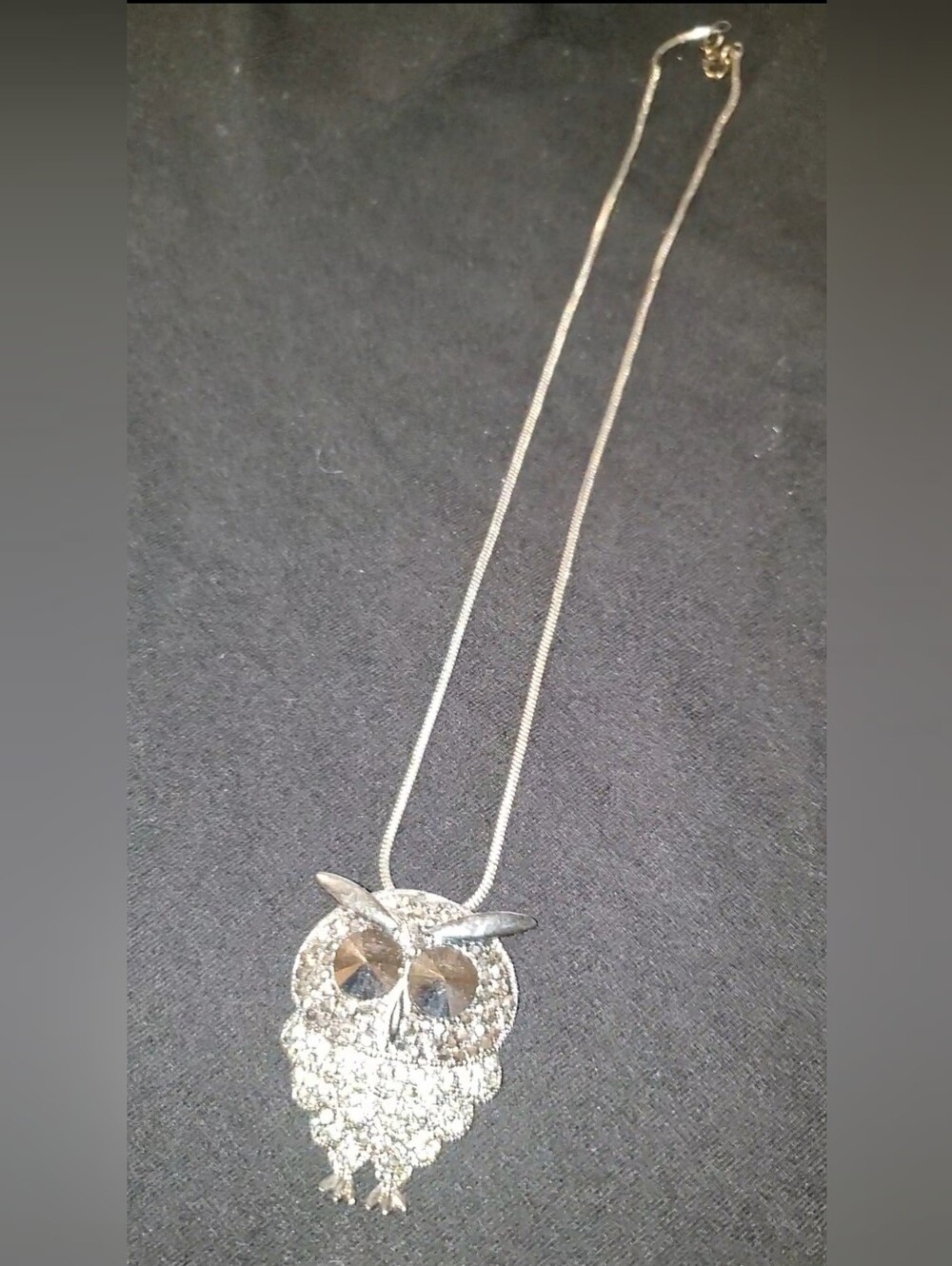Silver Owl Pendant Necklace - Sparkling Silver Bird Charm